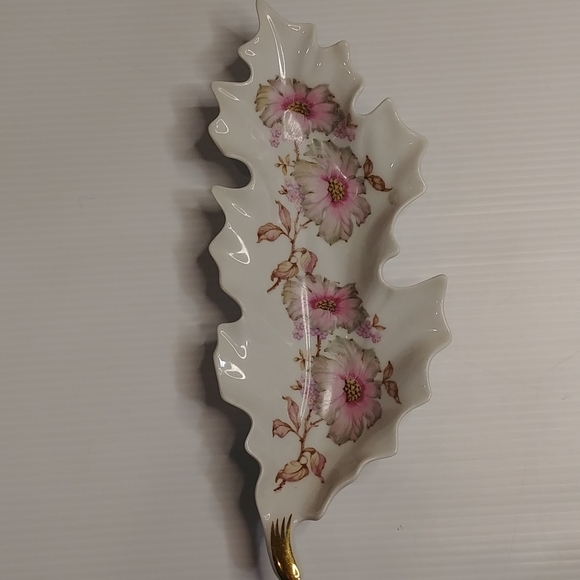 1950's Mitterteich Bavaria Germany Bone China Hand Painted Leaf Plate - Picture 2 of 6